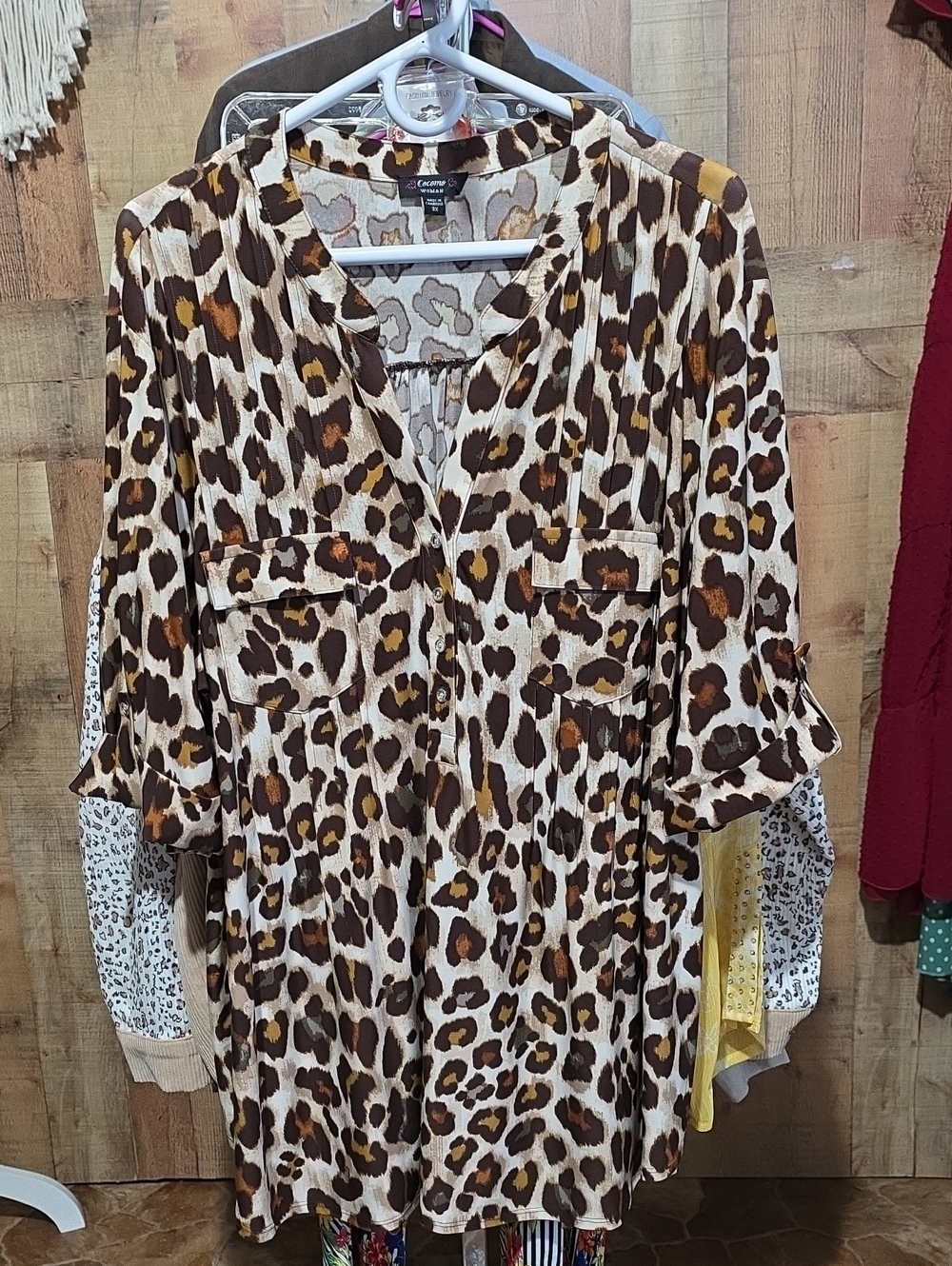 Cocomo Woman Leopard-Print Blouse in Brown and Tan